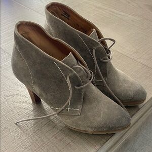 Paul Green Gray Suede Lace-Up Ankle Boots